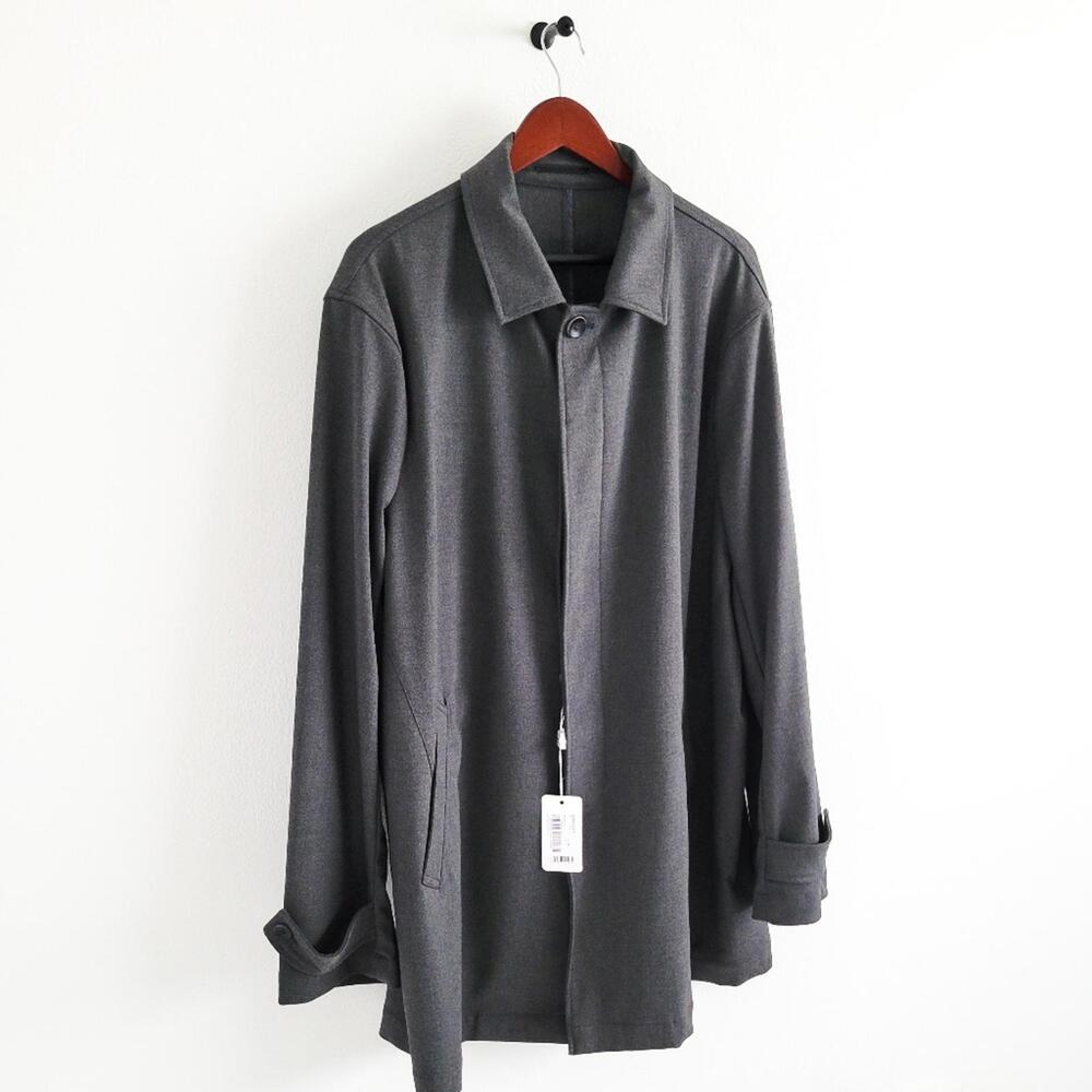 NEW Armani Collezioni Impermeable Twill Trench Coat Water Repellant Gray Mens 44